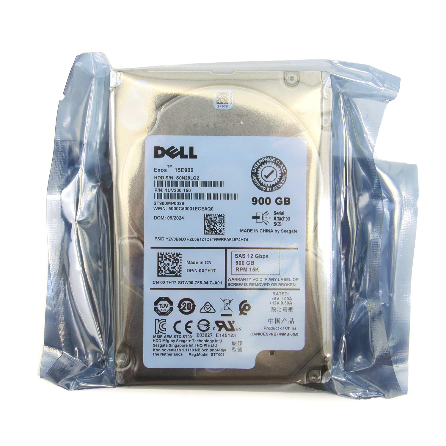 NEW Dell 900GB SAS 15k 2.5″ 12G HDD XTH17 Seagate ST900MP0026 in 3.5” Caddy
