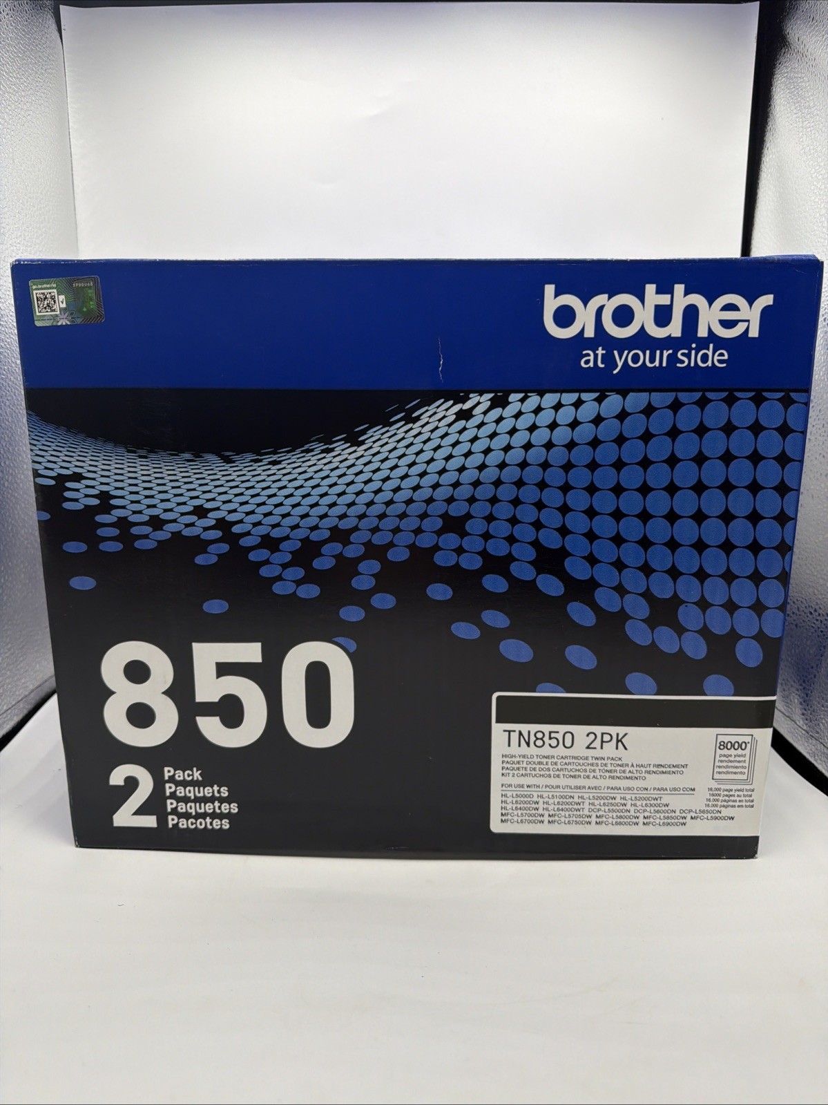 Brother TN850 2-PACK Genuine Black Toner Cartridge OEM NEW Open Box SEALED Bags