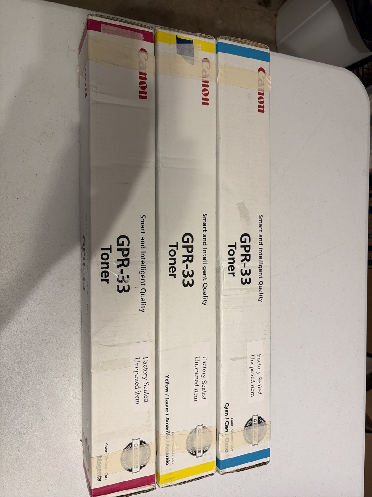 Lot of 3 Brand New GENUINE Canon GPR-33 Cyan Magenta Yellow Toner Set