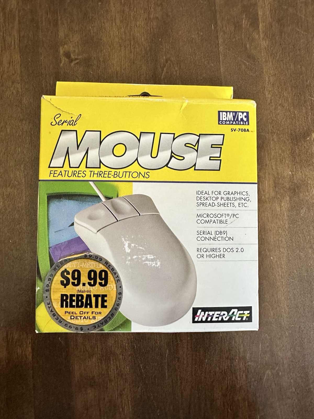 InterAct IBM/PC Compatible Serial Mouse Features Three Button SV-708A OPEN