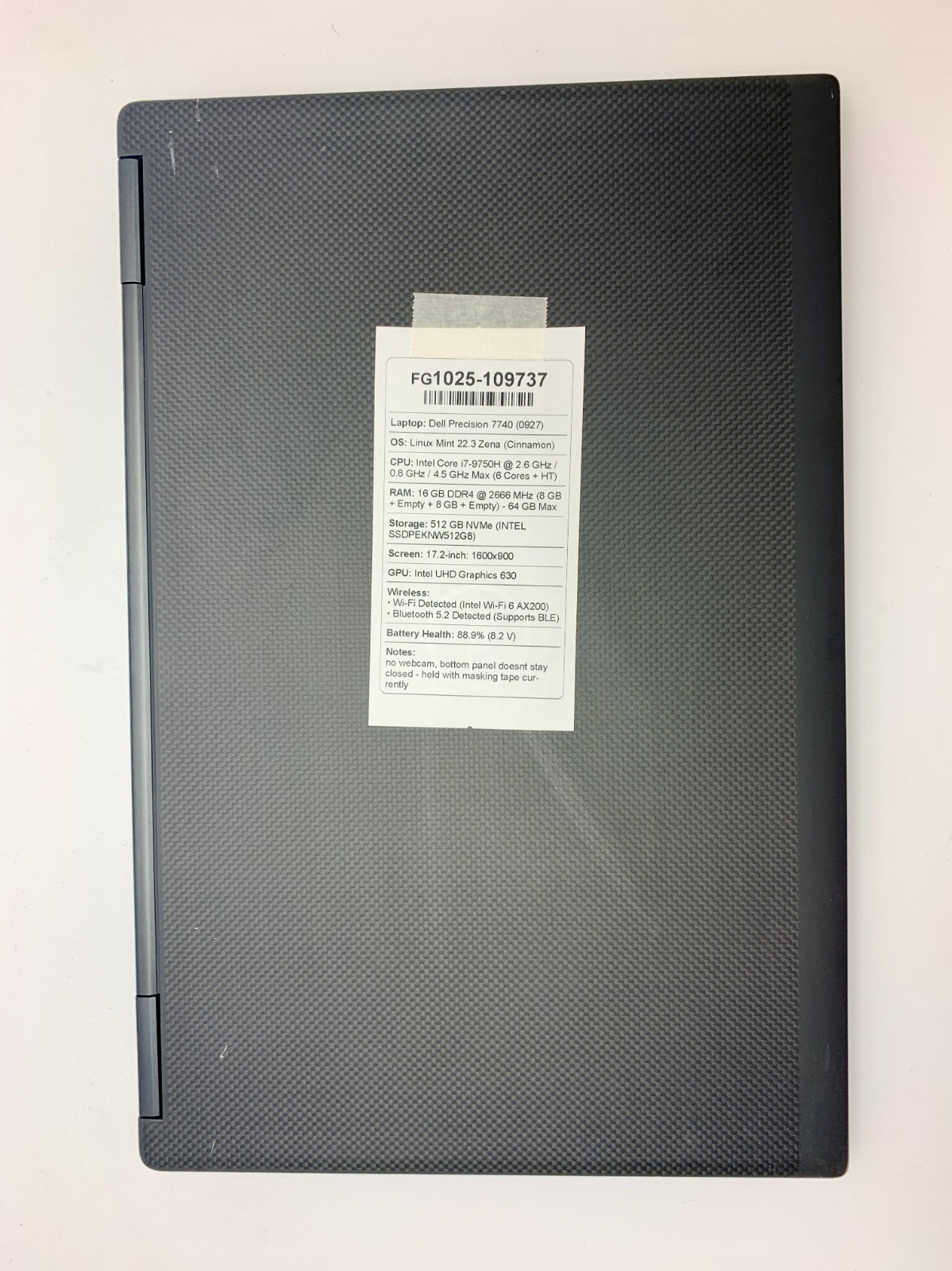 Dell Precision 7740 | i7-9750H | 16GB RAM | 512GB NVMe | LINUX | READ