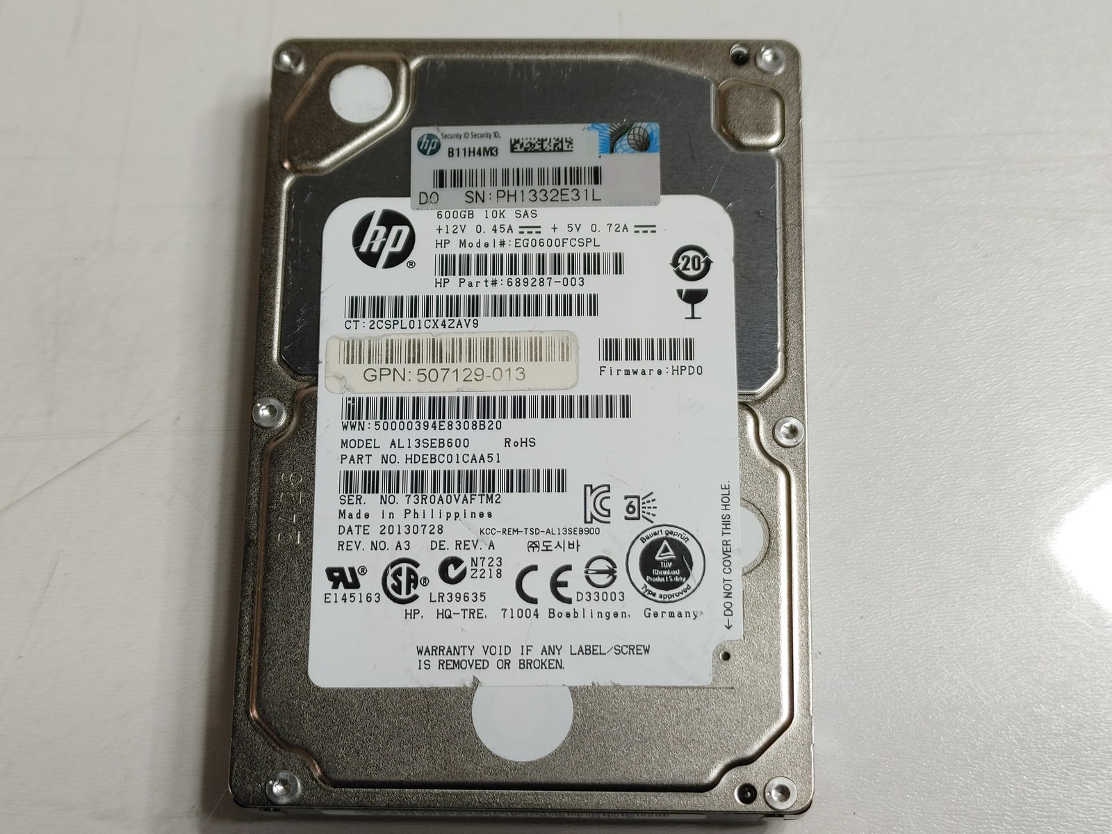 Lot of 5 Toshiba HP AL13SEB600 600 GB SAS 2 2.5 in 10K Enterprise Hard Drive