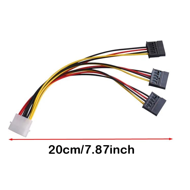ThtRht 3 Pack 4Pin Molex to 3X Sata 15Pin Splitter Connector Power Black