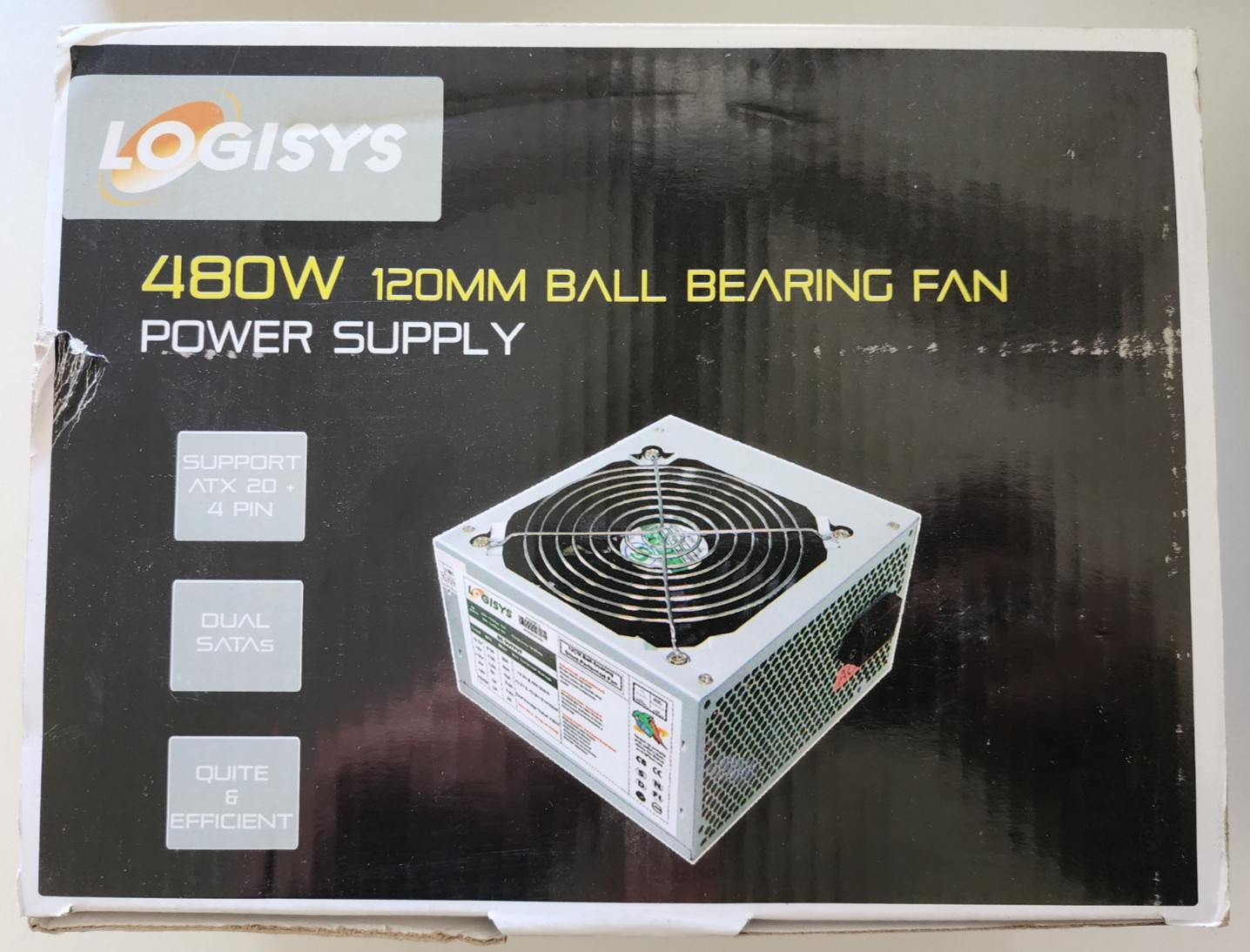 NEW – Logisys 480W 12CM (120 MM) Ball-bearing Fan PS480E12 ATX Power Supply