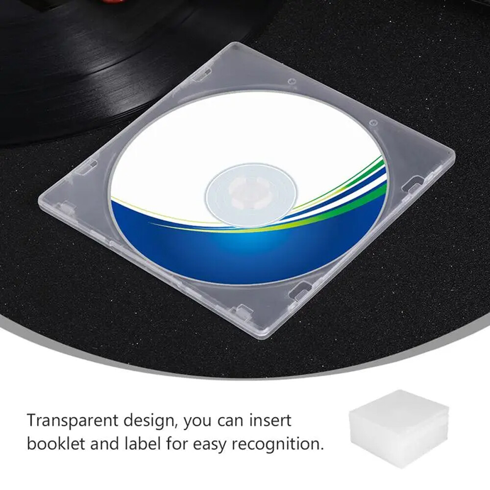 20/50/100/150 Pack Slim Clear CD Jewel Cases Single DVD Disc Storage Clear Tray