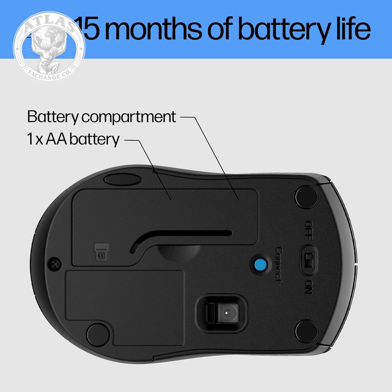 HP X3000 G3 Wireless Mouse – Black, 15-Month Battery, Side Grips for Control, Tr