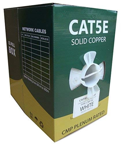 Cat5e Plenum Solid Copper UTP CMP 24AWG Ethernet Cable 1000 feet, White