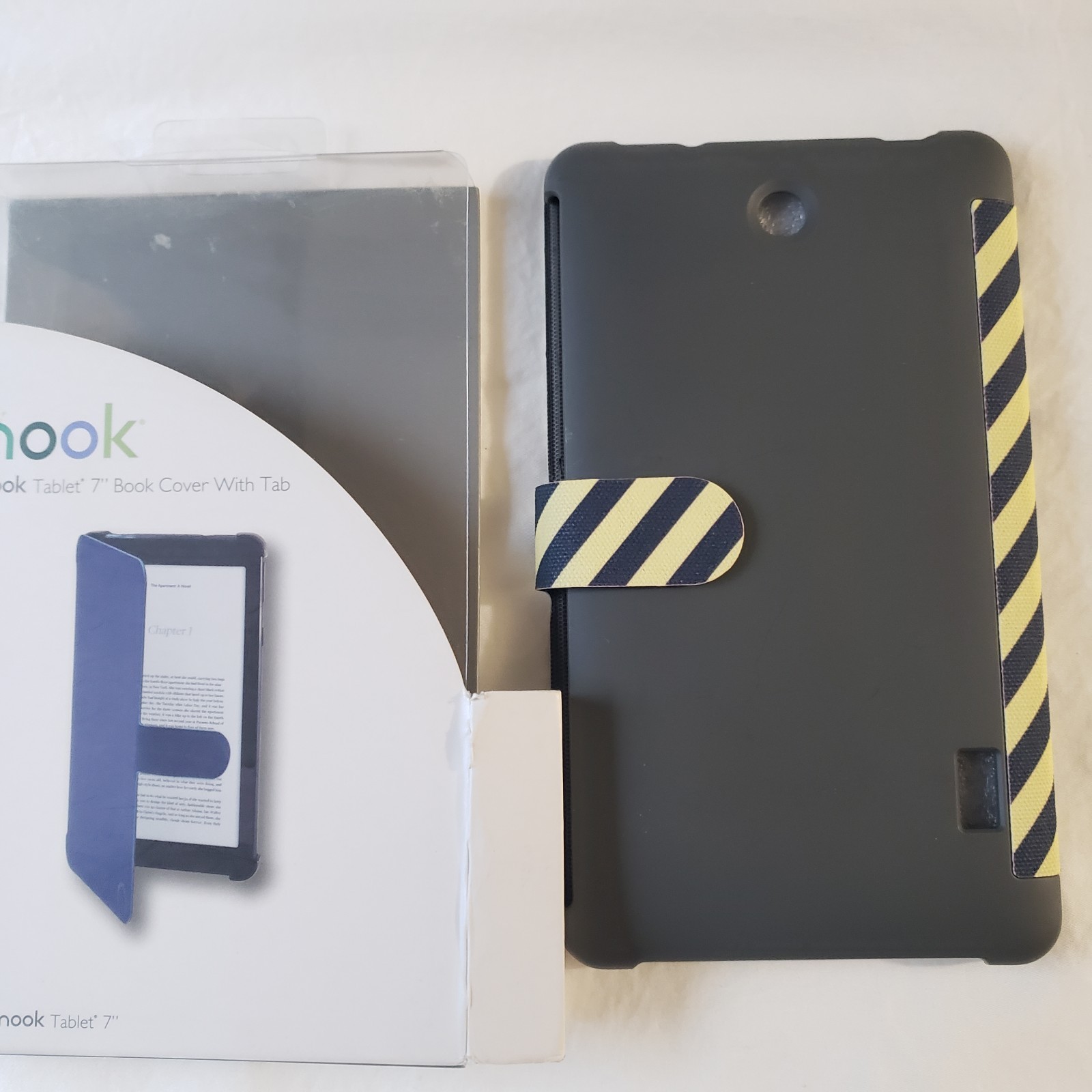 Nook Tablet Book Cover 7 Inches Black Yellow Striped Carpe Diem Magnetic Closure