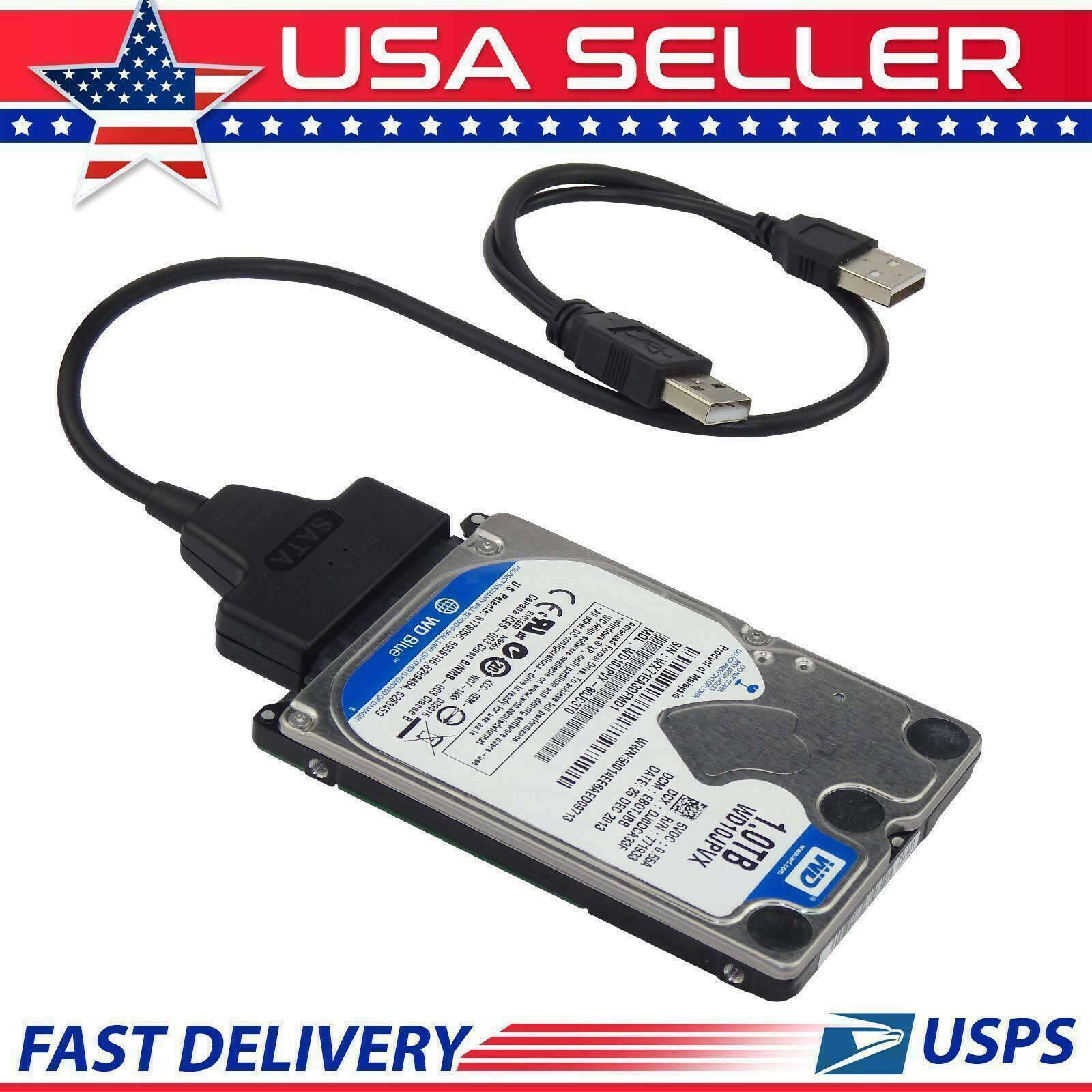 USB 2.0 to 2.5inch HDD 7+15pin SATA Hard Drive Cable Adapter For SATA SSD & HDD