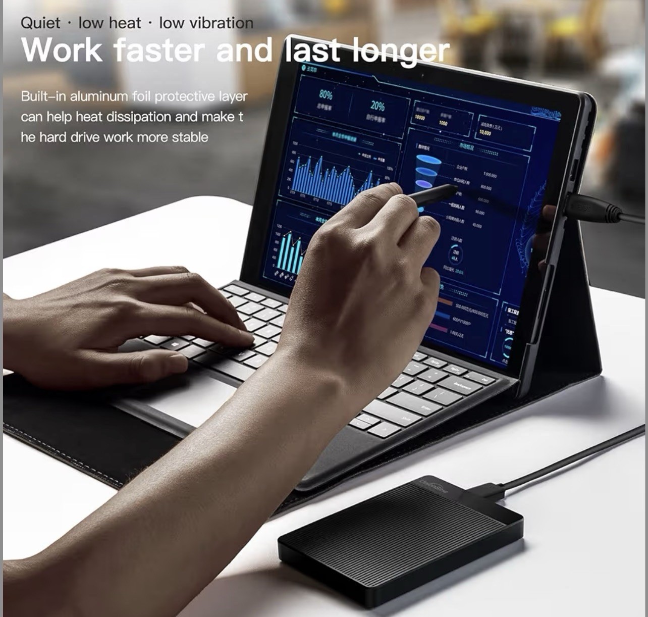 UnionSine 2TB Ultra Slim Portable External Hard Drive HDD