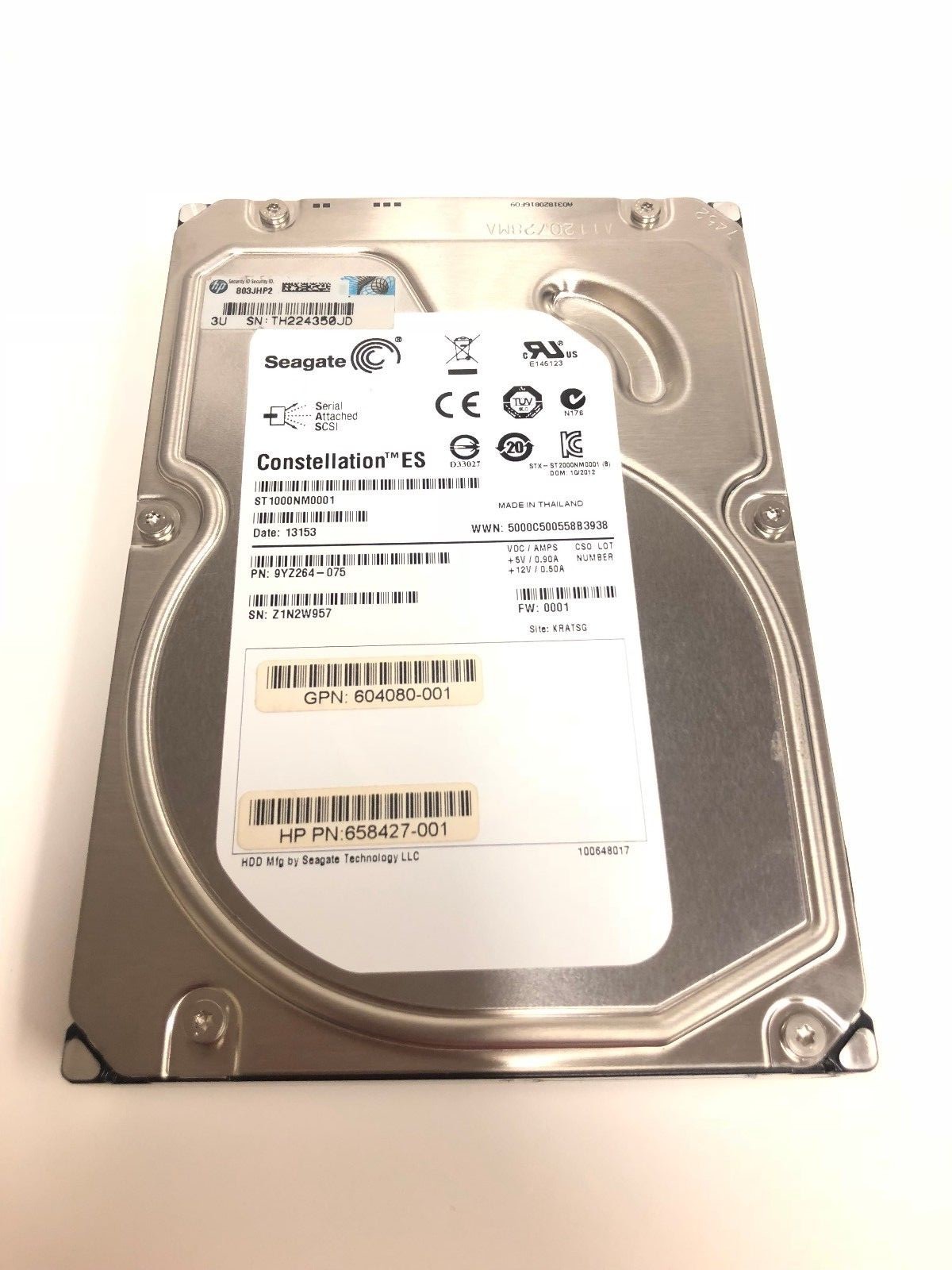 HP Seagate 1TB SAS 7.2K 3.5″ ST31000424SS 606228-001 604080-001 W/O TRAY
