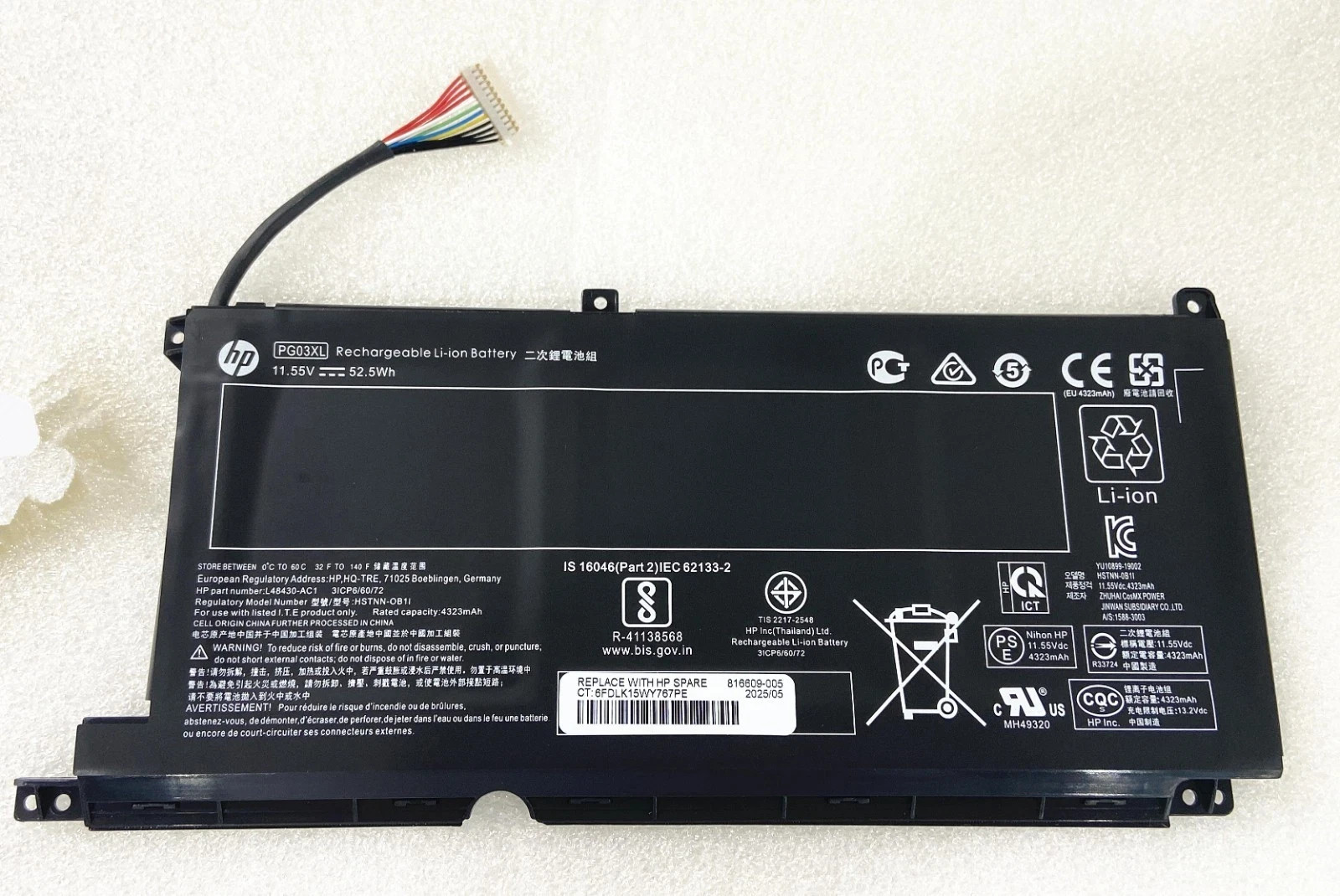 Genuine 52.5Wh PG03XL Battery For HP Pavilion Gaming 15-DK HSTNN-OB1I L48430-AC1