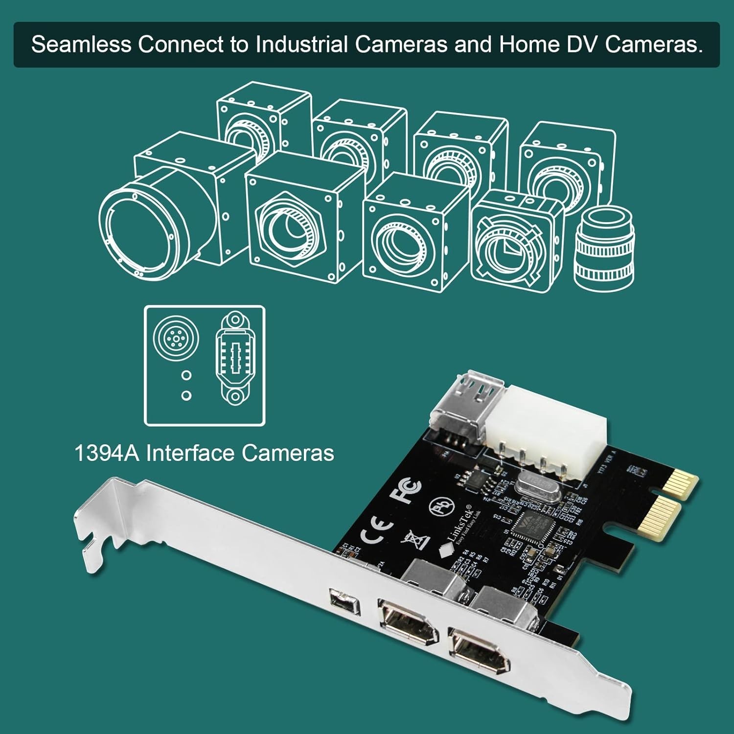 PCIE-1394A 4-Port FireWire Card for Fast 400Mbps Data Transfer & Legacy Devices