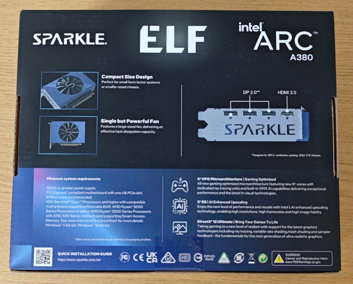 SPARKLE Intel Arc A380 ELF Series 6GB GDDR6 Graphics Card for Gaming PC New
