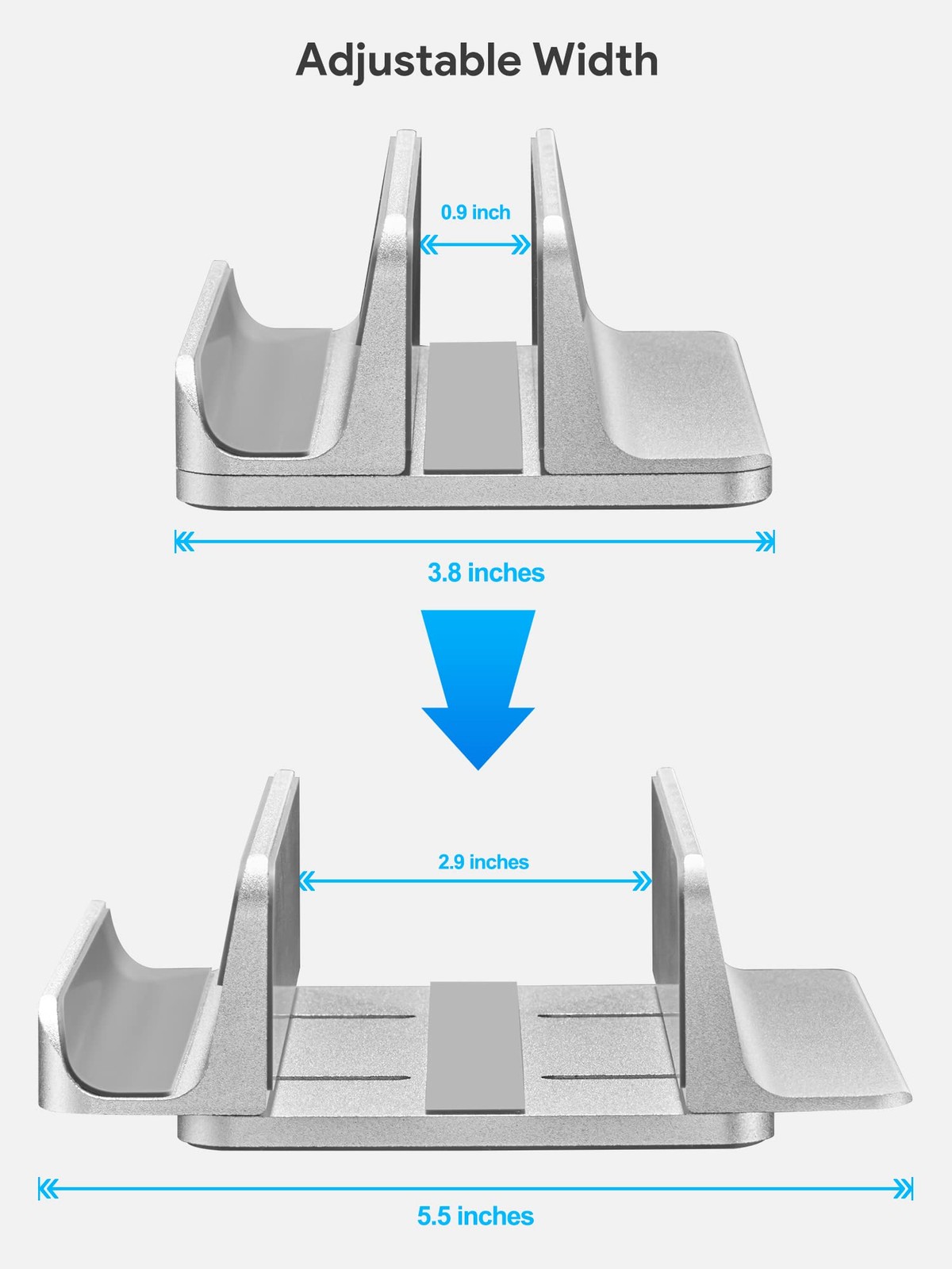 2-in-1 Design Vertical Laptop Stand Holder, Aluminum Laptop Stand for Desk wi…