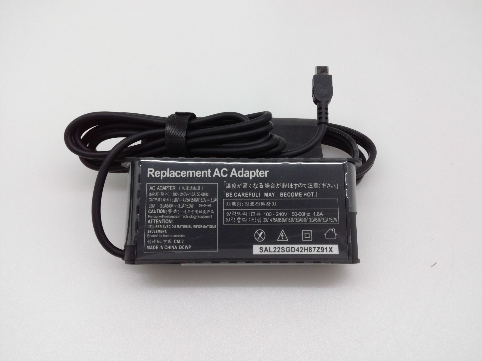 95W Type-C USB-C Replacement AC Adapter 20V 4.75A 15V 3A 9V 3A 5V 3A 15W