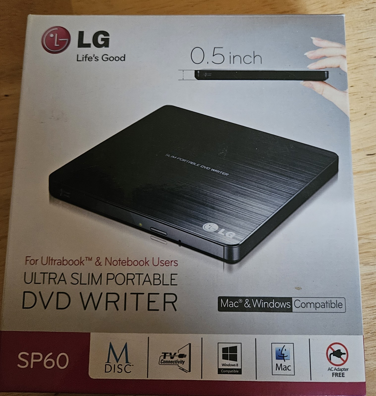 LG SP60 Ultra Slim USB Portable DVD CD M DISC External Drive Mac Windows TV