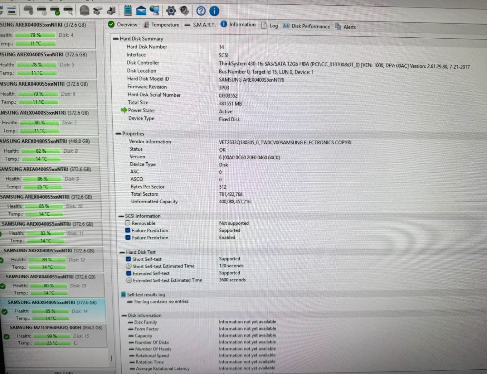 HPE SAMSUNG PM1633 400GB 2.5″ SAS SSD 12Gbps/512b/s/Good Health-78-88%