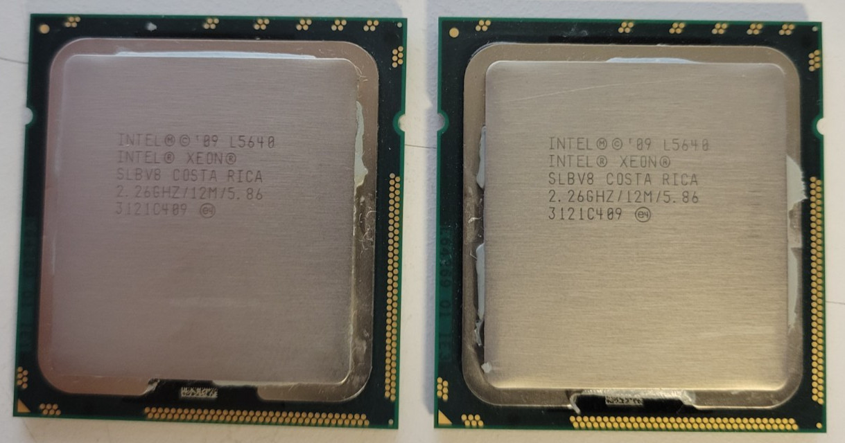 Matched Pair of Intel Xeon L5640 2.26GHz 12MB 5.86GTs LGA1366 6-Core CPU SLBV8