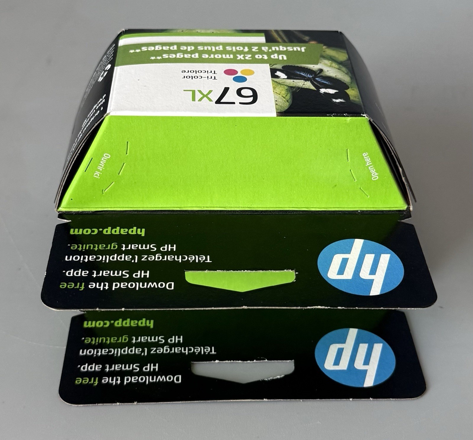 Lot of 2 Genuine HP 67XL Ink Cartridges — Black & Tri-Color — 2026 Expiration