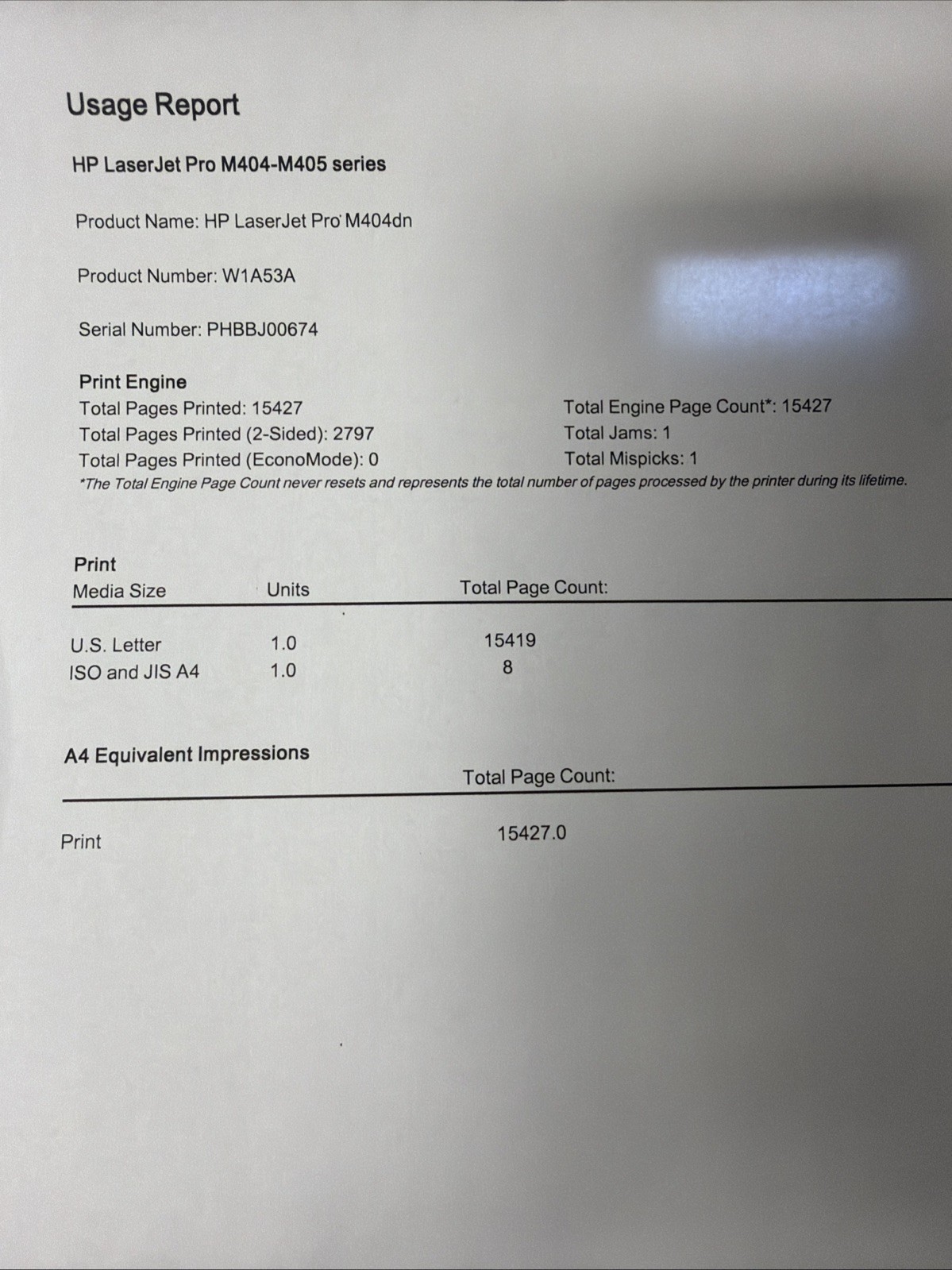 HP Laserjet Pro M404dn Monochrome Laser Printer (16,000 Total Impressions)