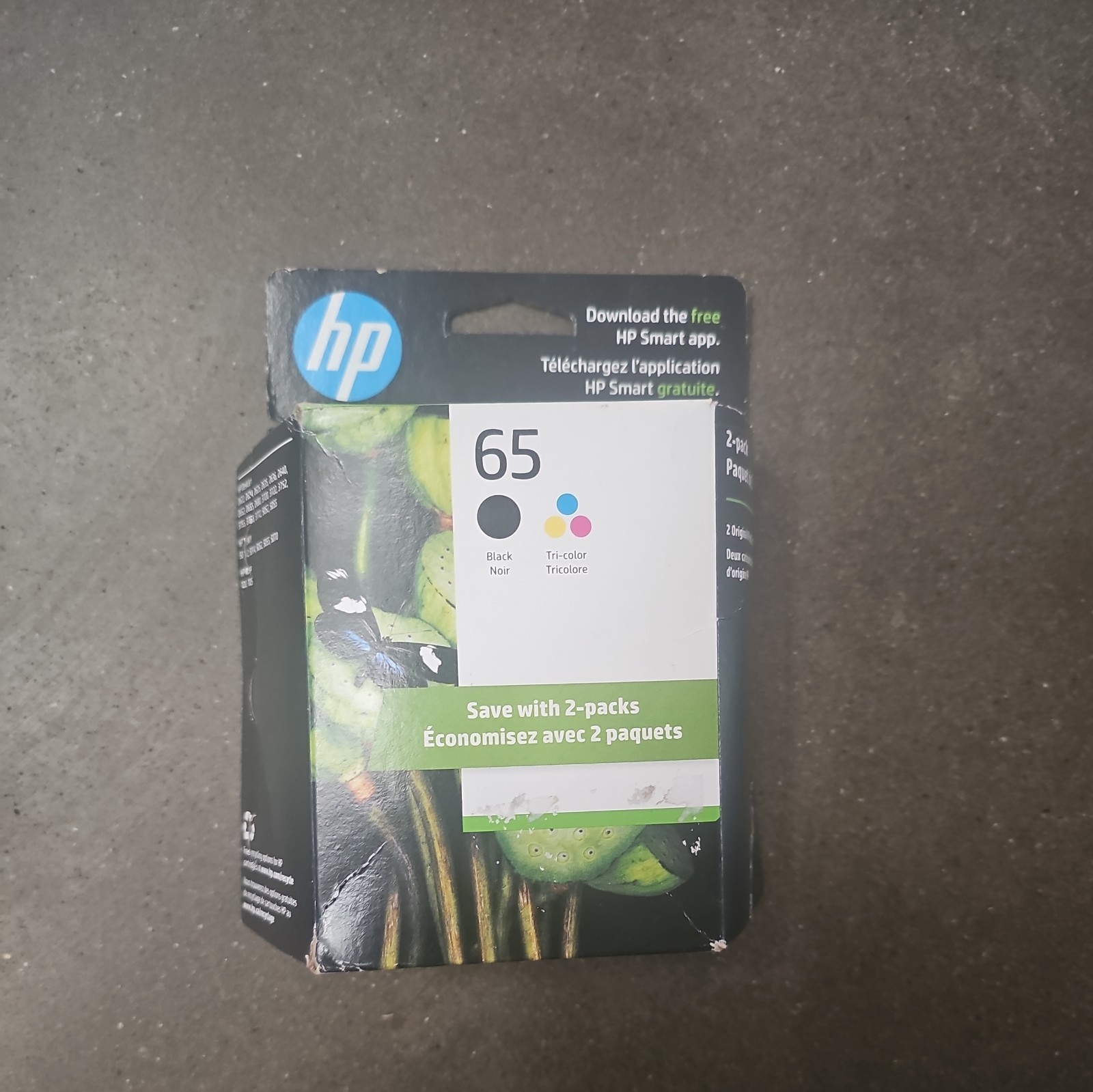 Genuine 65 TWO (2) PACK BLACK TRICOLOR INK OEM TONER BLACK, Date May 2026