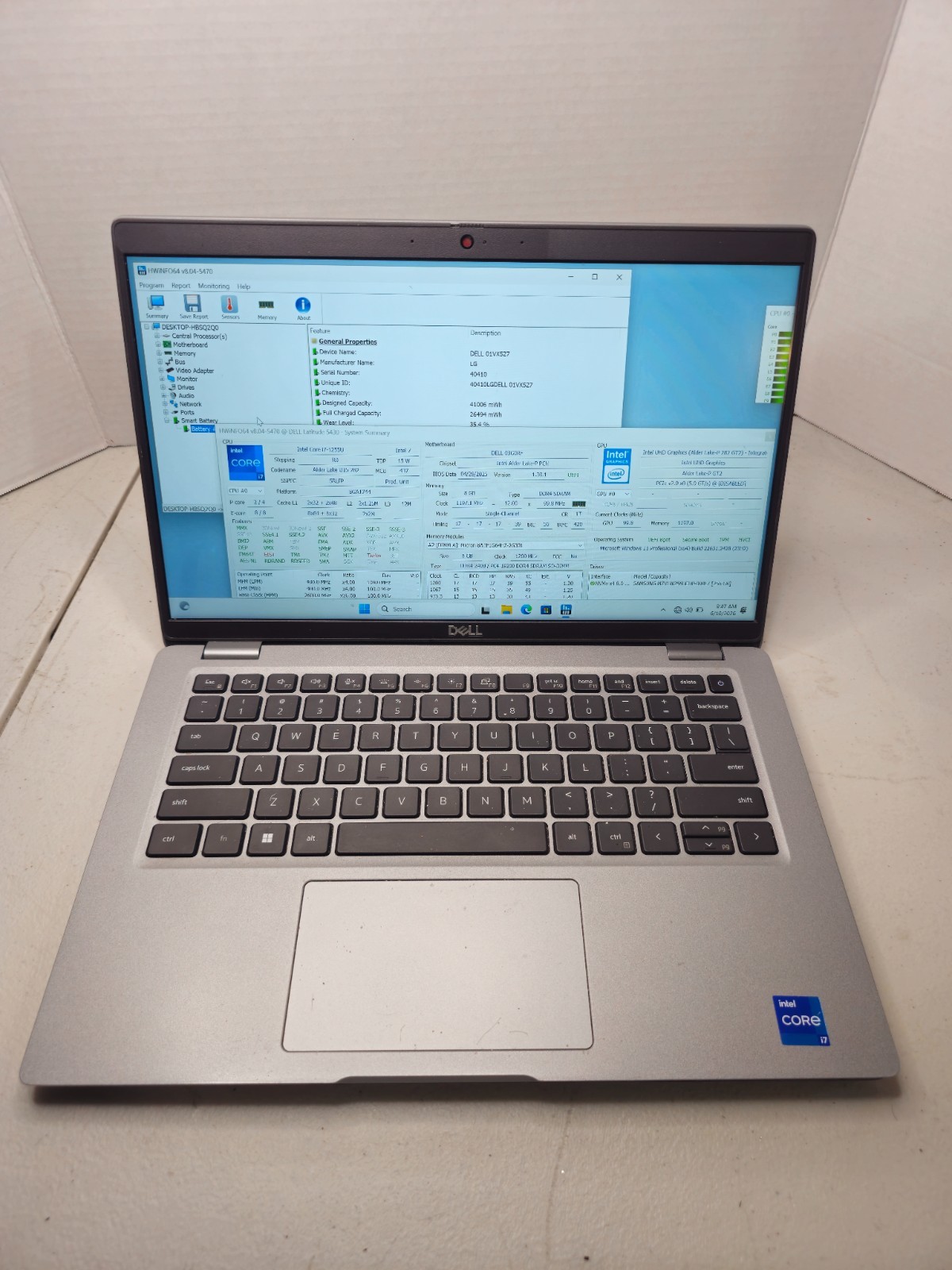 Dell Latitude 5430 i7-1255u 8GB RAM 256GB SSD Win 11 NO AC #04