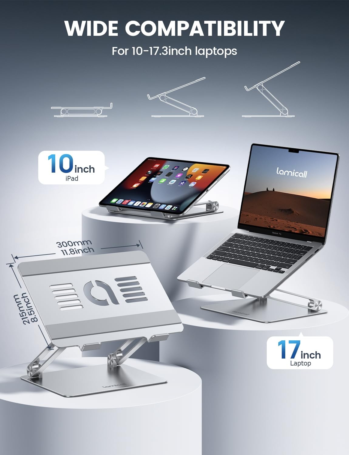 Lamicall Adjustable Laptop Stand, Portable Laptop Riser, Aluminum Laptop Stan