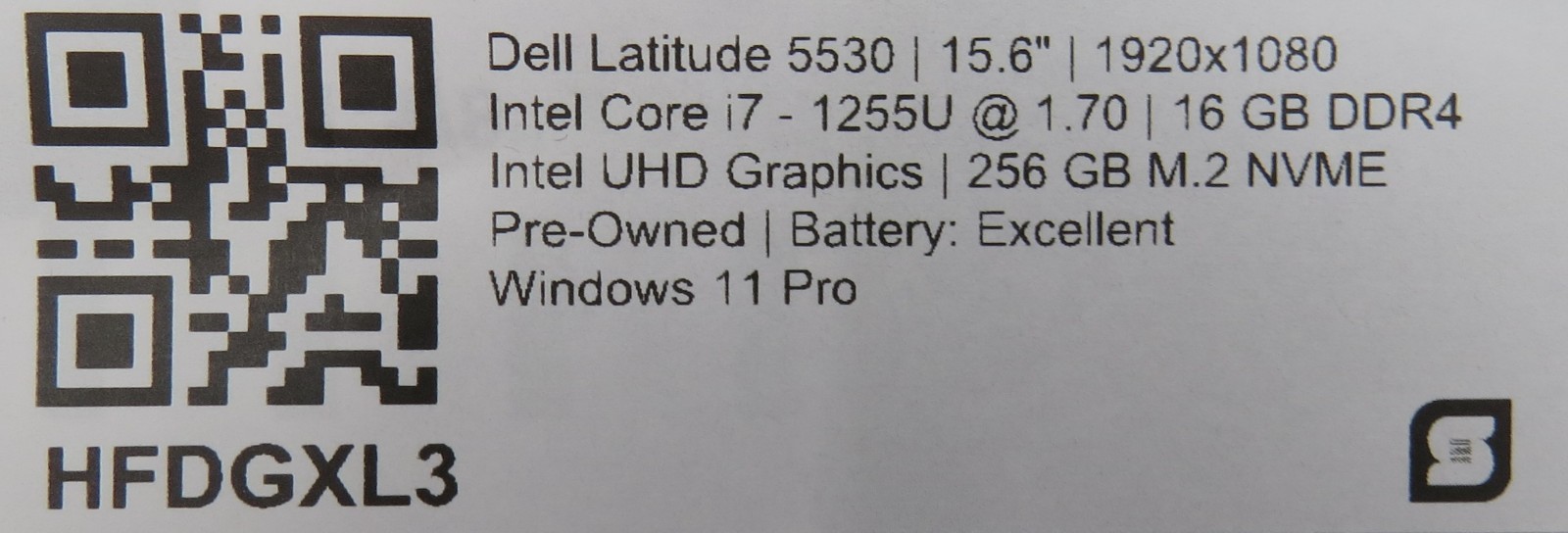 Dell Latitude 5530 i7-1255U @ 1.70GHz 16GB DDR4 256GB NVME Win11 Pro