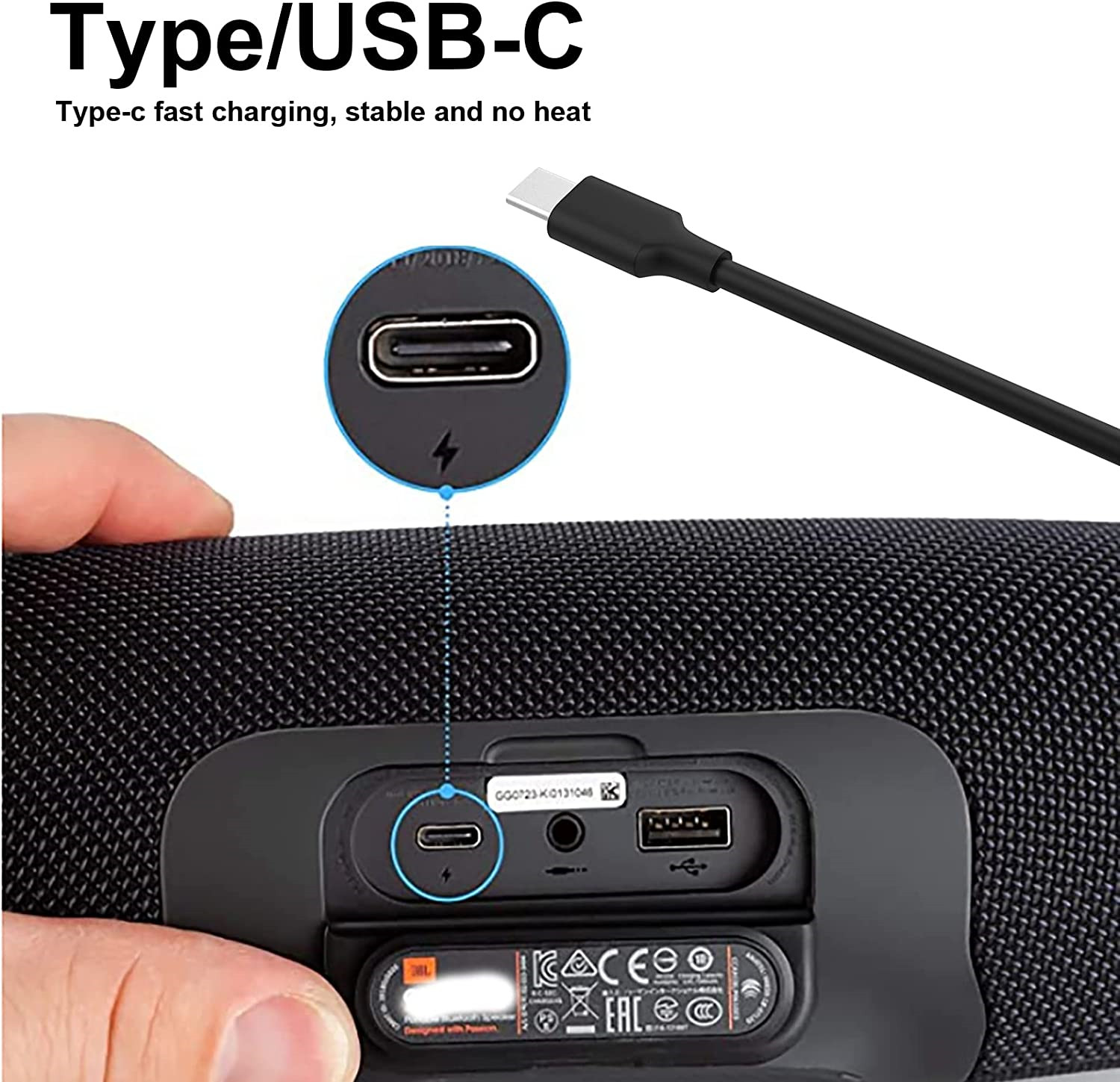 65W USB-C AC Adapter Charger Power Cord for JBL Wireless Bluetooth Speaker 4/5/6