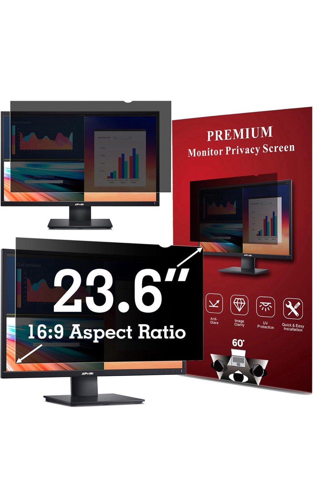 Computer privacy screen Filter 23.6 inch 16:9 Widescreen monitor privacy