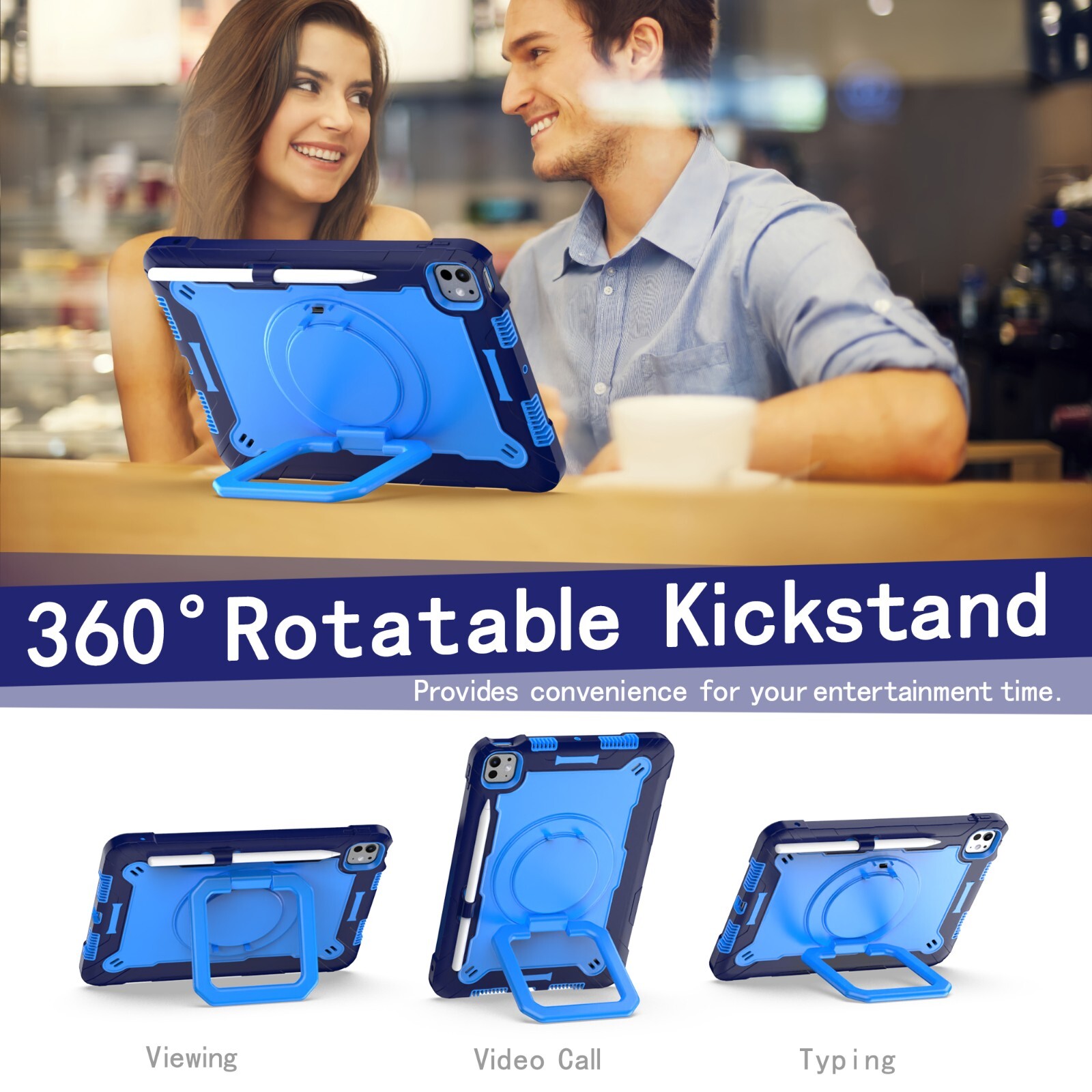 Rotating Case for iPad Pro 11 (M4/M5) 2024/2025 Shockproof Protector with Strap