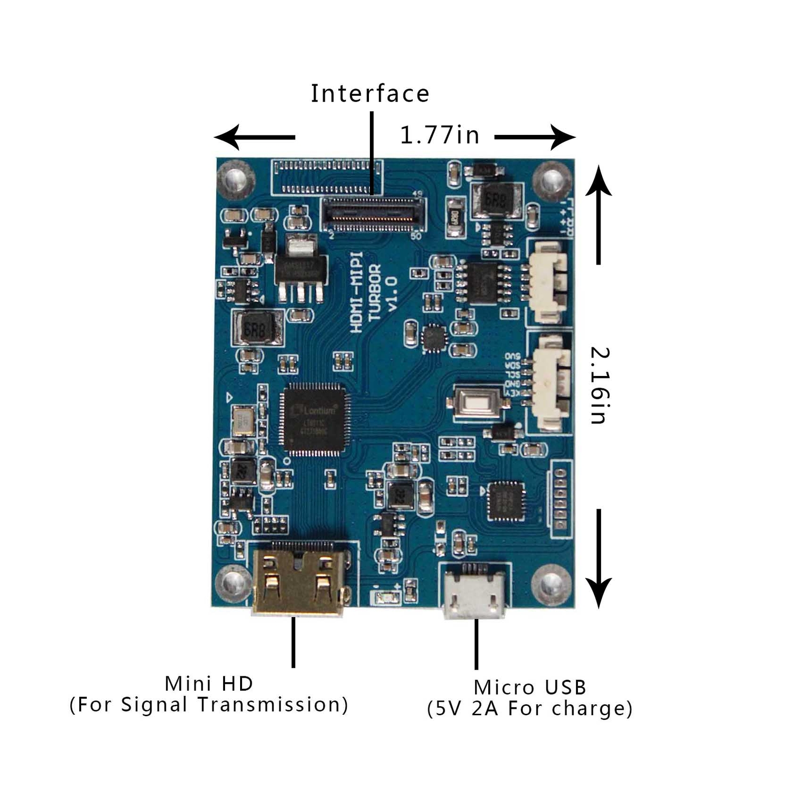 HDMI LCD Controller Board 5inch VS050YMM-N41 720X720 Round LCD Screen