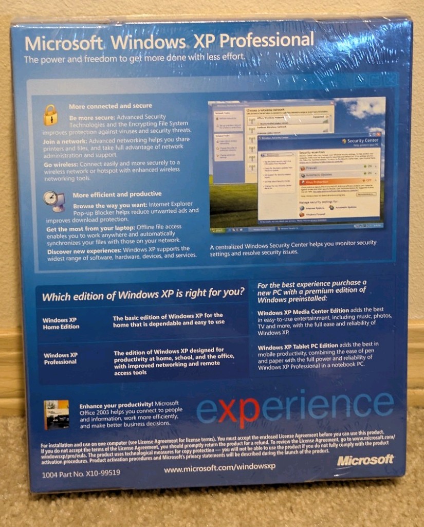 Microsoft Windows XP Professional Upgrade SEALED RETAIL BOX Service pack 2 SP2