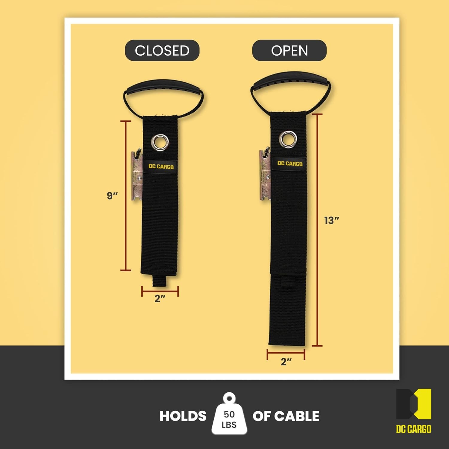 DC Cargo Mall Extension Cord Organizer E-Track 2-pack, Black or White Gray