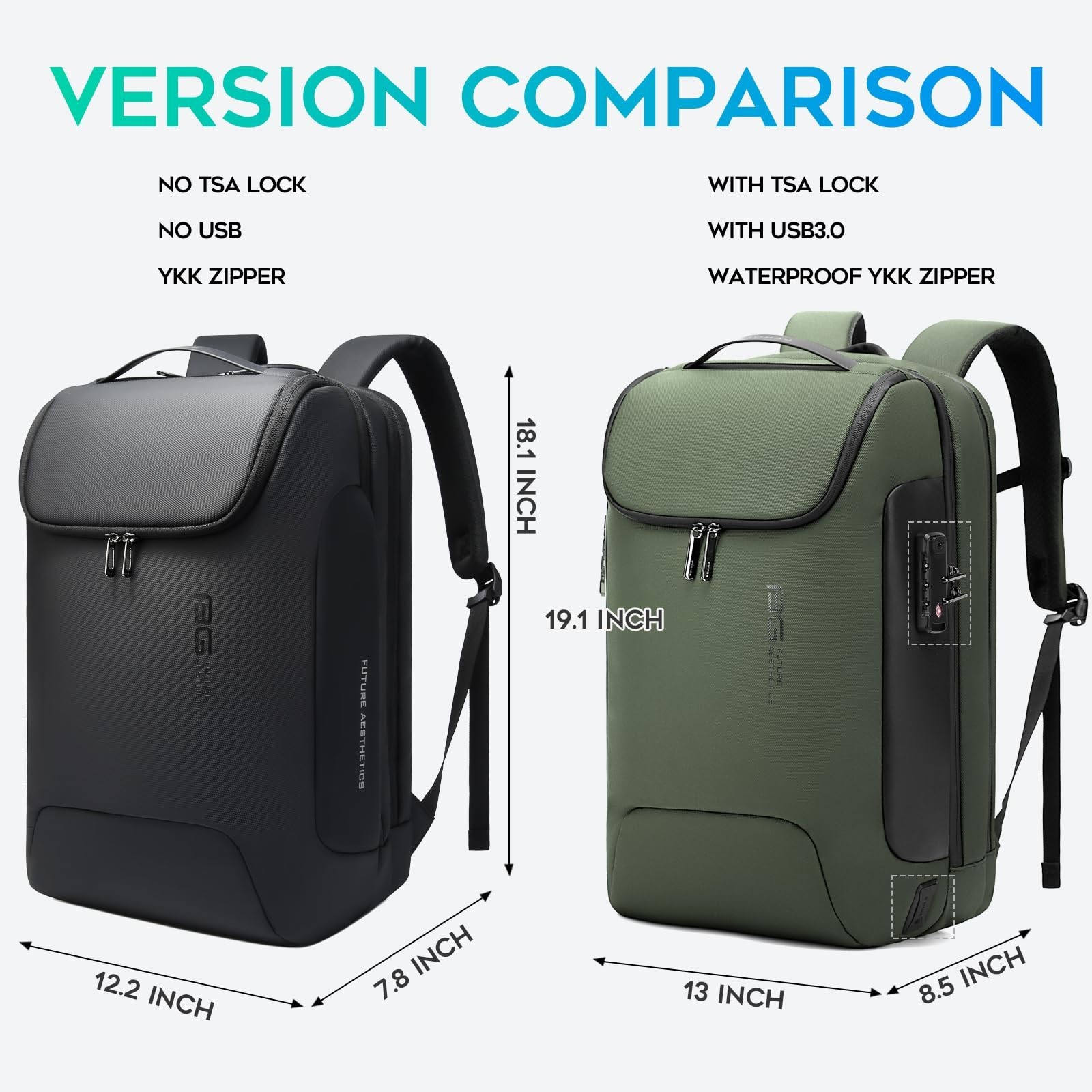 Waterproof Anti-Theft Laptop Backpack with USB Charging Port & TSA Lock, Fits 17