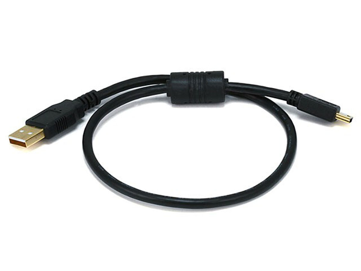 1.5ft USB 2.0 A Male to Mini-B 5pin Male Cable w/ Ferrite Core Gold 5446
