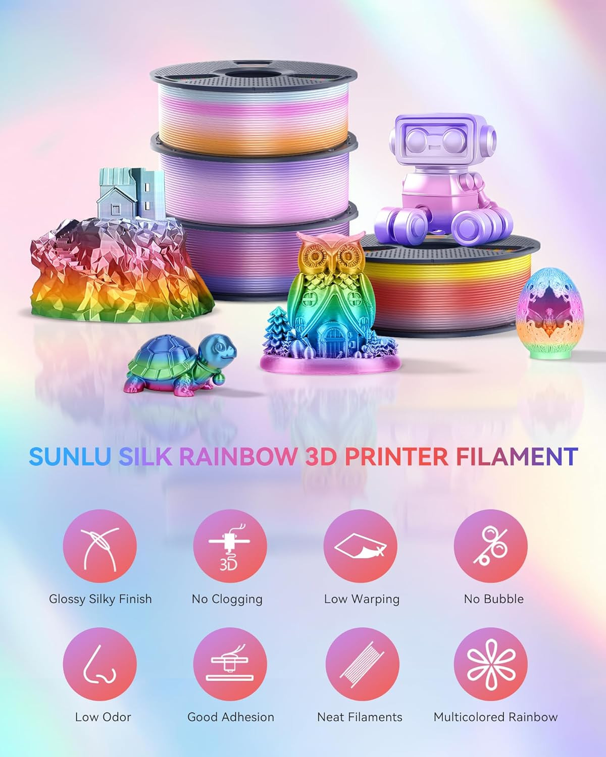 【BUY 6 GET 4 FREE,ADD 10】SUNLU 1.75MM SILK Shiny PLA+ Filament 1KG/2.2LBS Spool