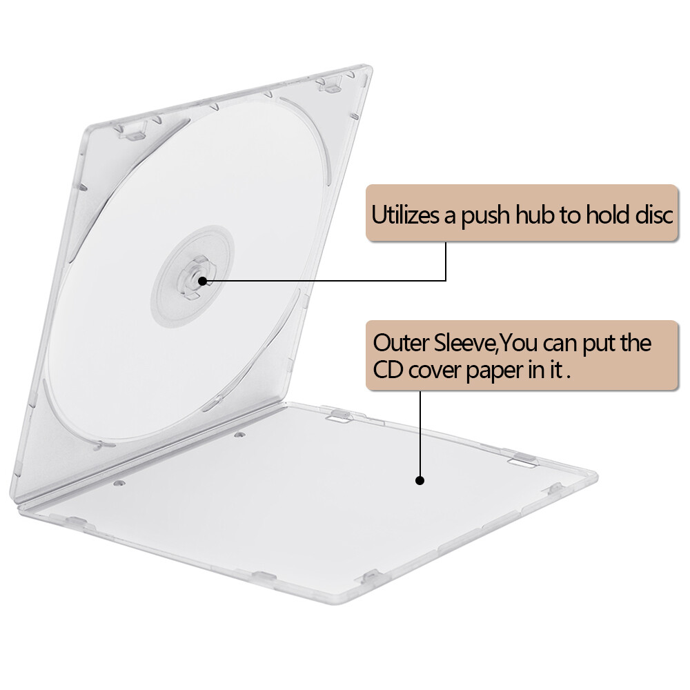 100 Pack Standard Clear DVD Case CD Jewel Holder Single Disc Storage Clear Tray