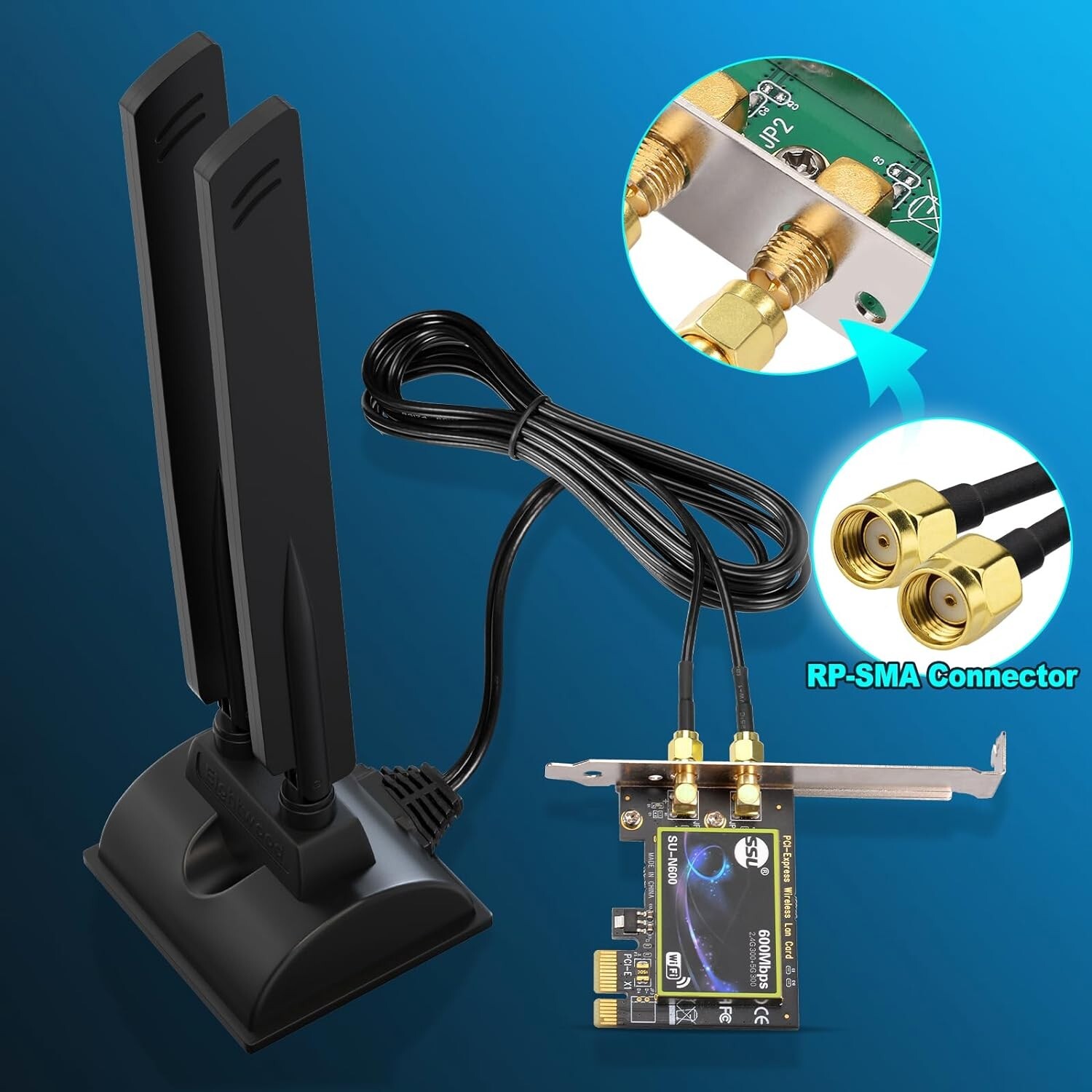 WiFi 6E Antenna Tri-Band 6GHz 5GHz 2.4GHz RP-SMA Magnet Mount for WiFi Router