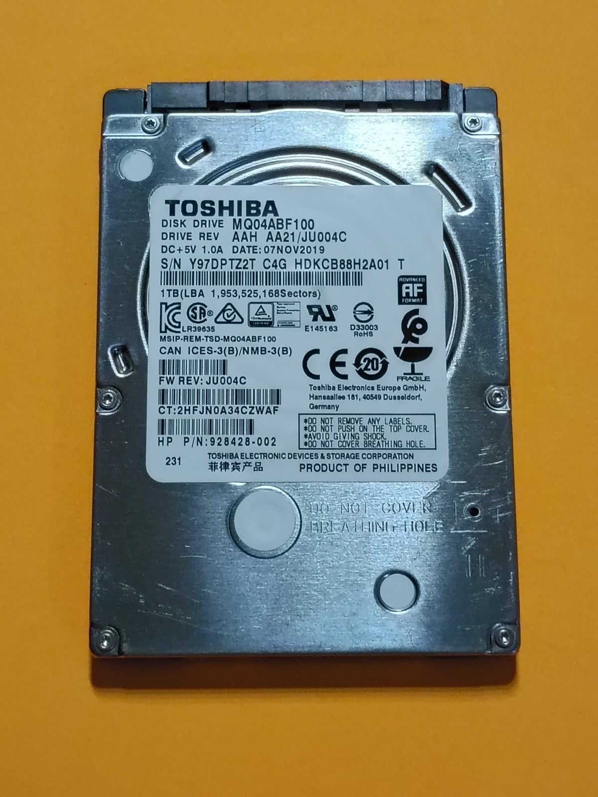 Toshiba 1TB MQ04ABF100 2.5″ Internal SATA Hard Drive HDD – [37 Hours] Low Hours✅
