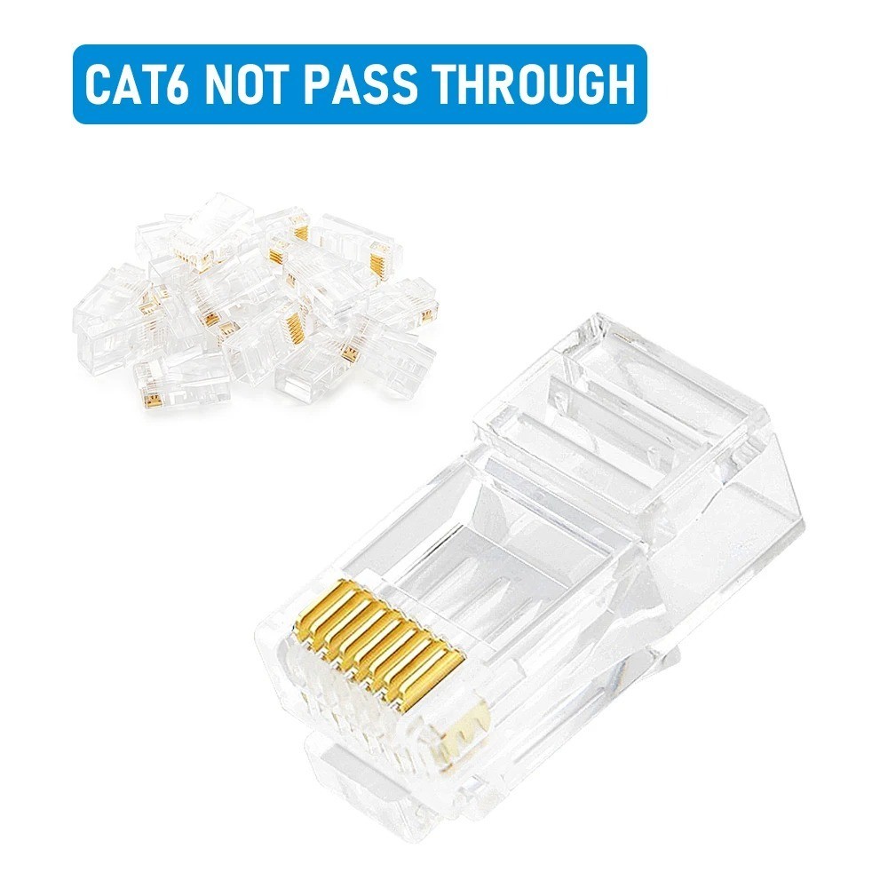 10/20/30/50Pcs Pass through RJ45 Cat6/Cat5E Connectors Crystal End 8P8C Crimp UT
