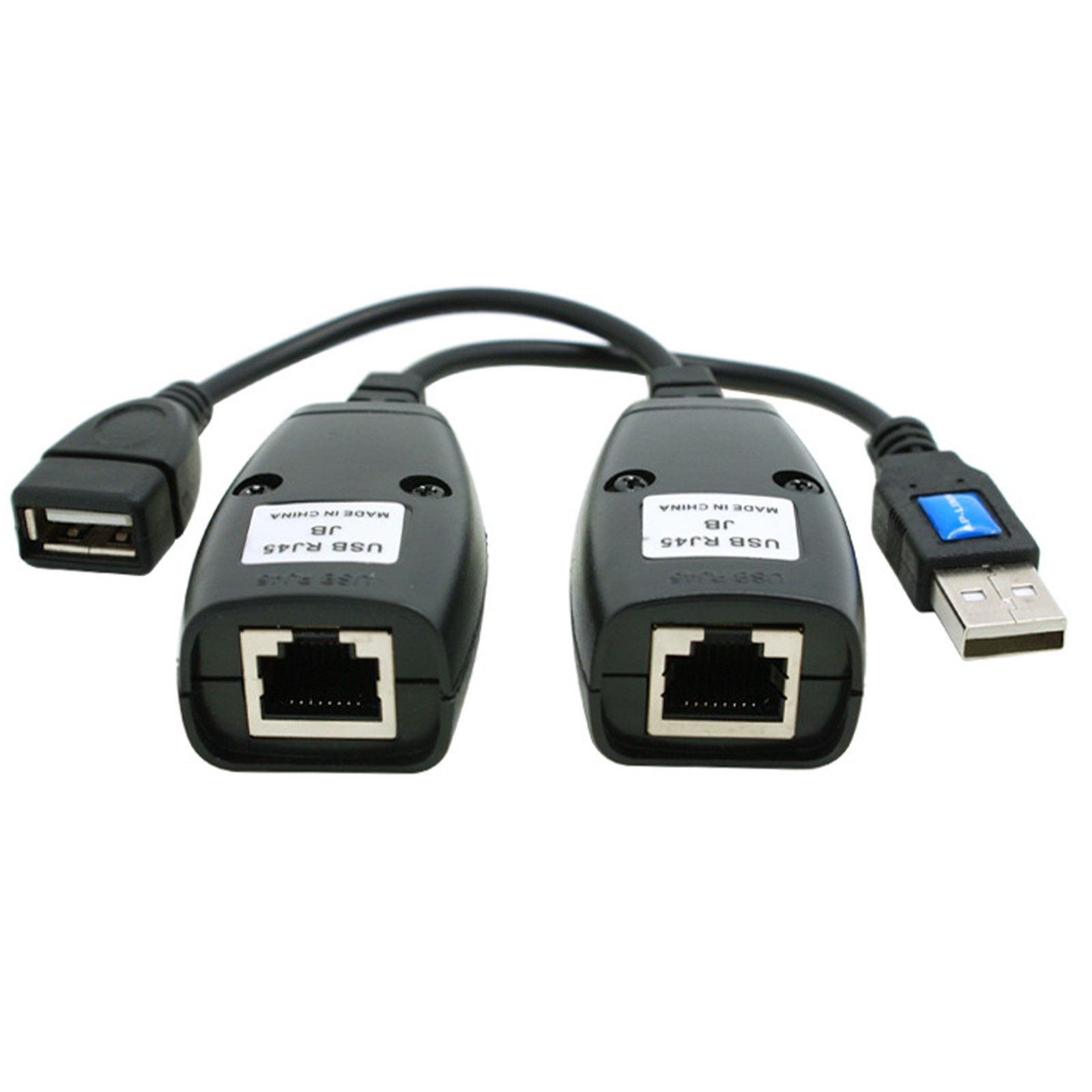 USB Extension Ethernet RJ45 Cat5e/6 Cable LAN Adapter Extender Over Repeater Set