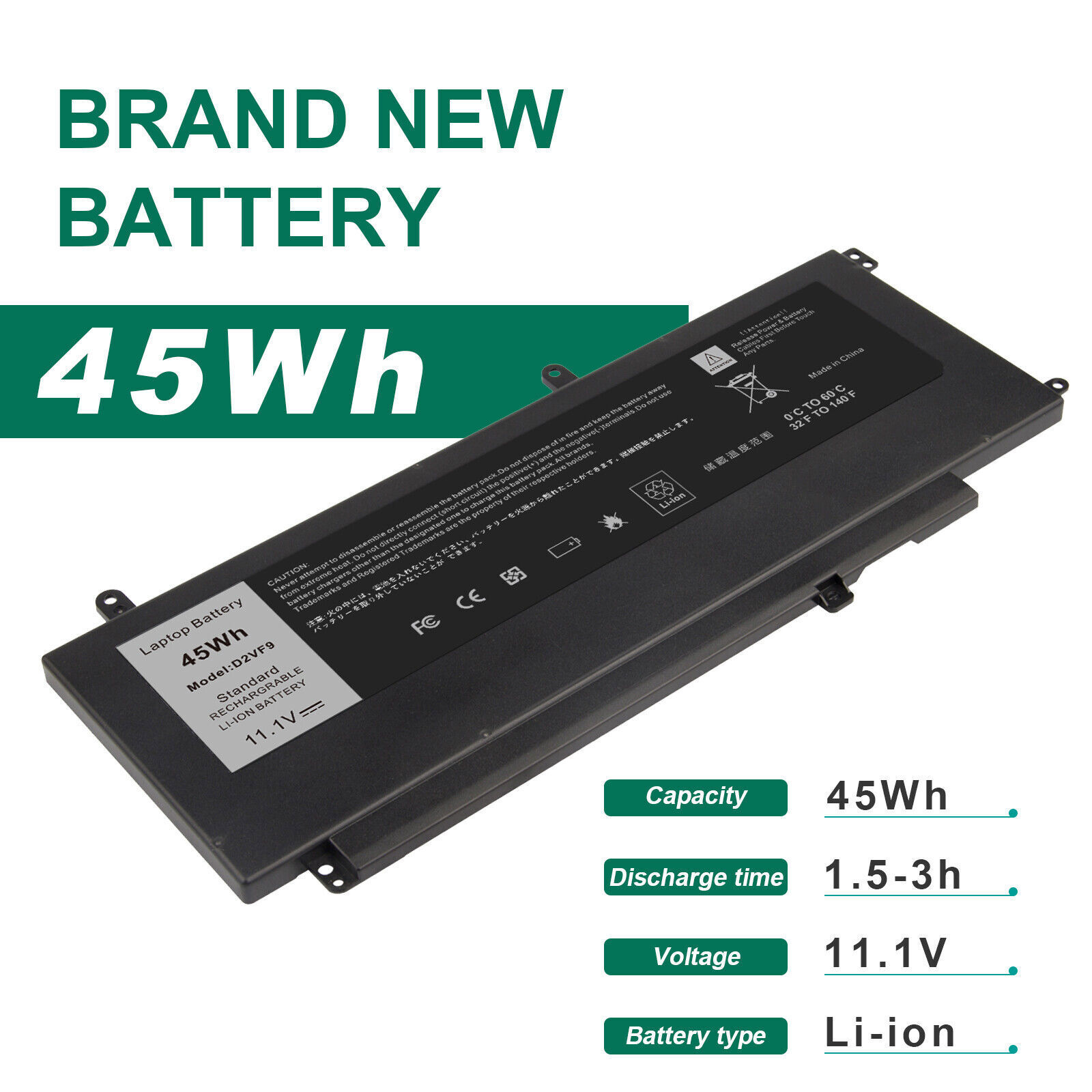 D2VF9 Battery For Dell Inspiron 15 7000 Series 15-7547 15-7548 Laptop 11.1V 43Wh
