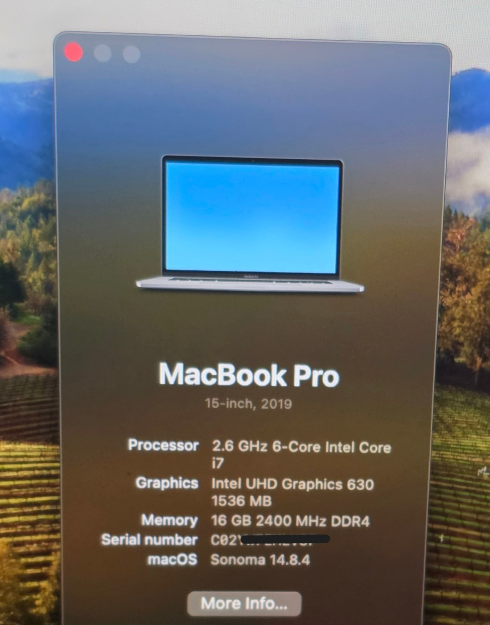 Apple MacBook Pro 15″ 2019 i7 2.6GHz 16GB 256GB SSD Radeon 555X A1990