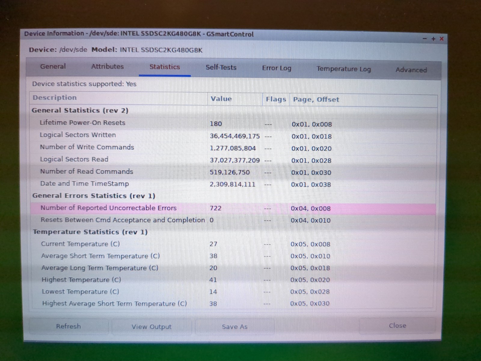 Intel 480GB SSD D3-S4610 Series TLC 6Gb/s average health
