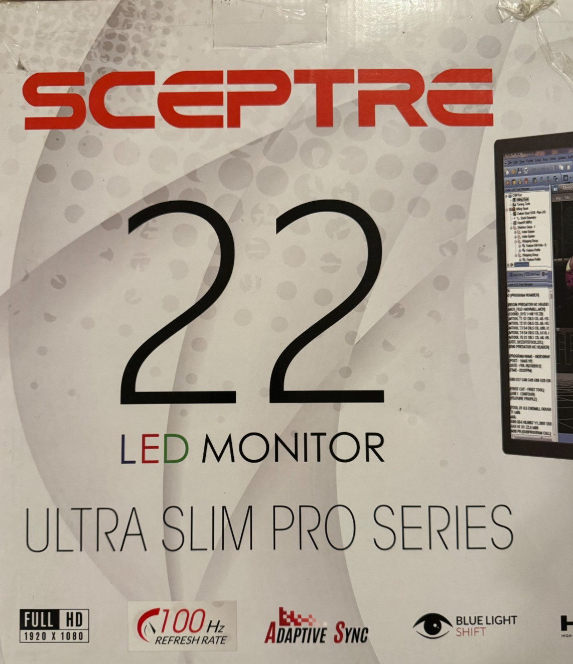 SCEPTRE LED 22″ ULTRA SLIM PRO SERIES 100HZ LED MONITOR – NEW / OPEN BOX