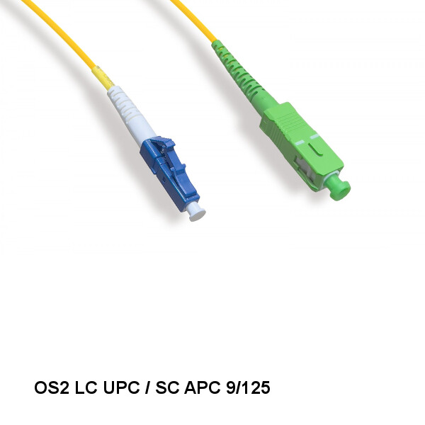 Kentek 32 Ft LC UPC/ SC APC OS2 9 /125 Simplex Single-Mode Fiber Optic Cable
