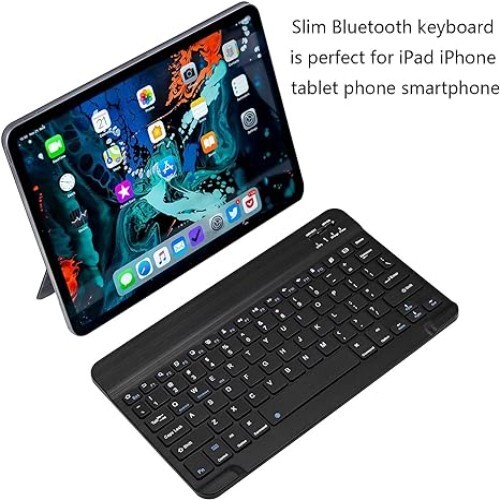 Ultra-Slim Bluetooth Keyboard Apple iPad iPhone iOS 13 and Above Samsung Tablet