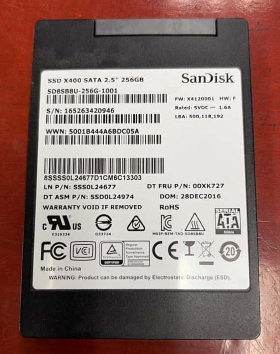 SanDisk X400 256GB SSD 2.5″ SATA III SSD 540MB/s Read 520MB/s SD8TB8U-256G-1001
